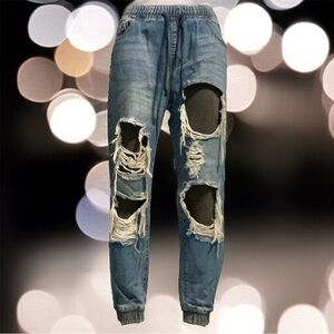 Forever21 Distressed Denim Joggers